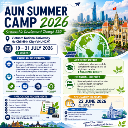 Call for Applications: AUN Summer Camp 2026 at Vietnam National University Ho Chi Minh City (VNUHCM)