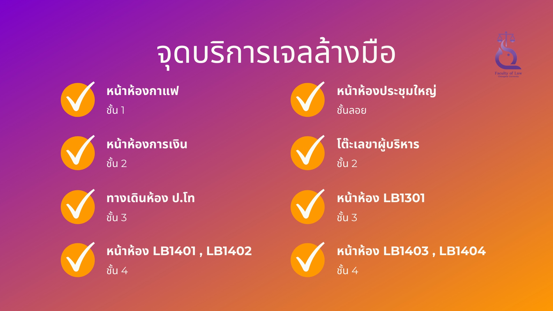 คณะนิติศาสตร์ได้จัดเตรียมเจลล้างมือป้องกันเชื้อโรค ทั่วคณะเพื่อป้องกันไวรัสโคโรนาสายพันธ์ใหม่ คณะนิติศาสตร์ได้จัดเตรียมเจลล้างมือป้องกันเชื้อโรค ทั่วคณะเพื่อป้องกันไวรัสโคโรนาสายพันธ์ใหม่
