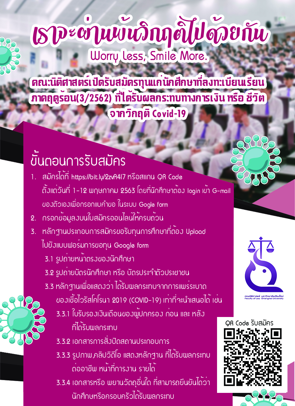 การสมัครขอรับทุนการศึกษาคณะนิติศาสตร์ ประจำภาคการศึกษาที่ 3 (ภาคเรียนฤดูร้อน) ปีการศึกษา 2562