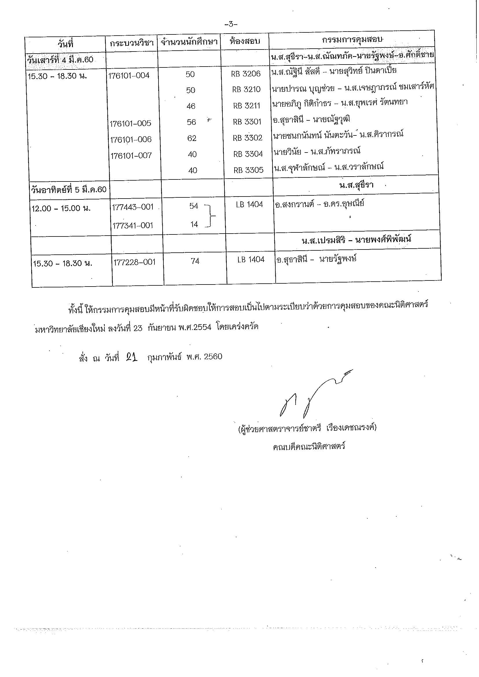 ประกาศตารางสอบกลางภาค  ภาคเรียนที่ 2 ปีการศึกษา 2559 (ภาคปกติ)