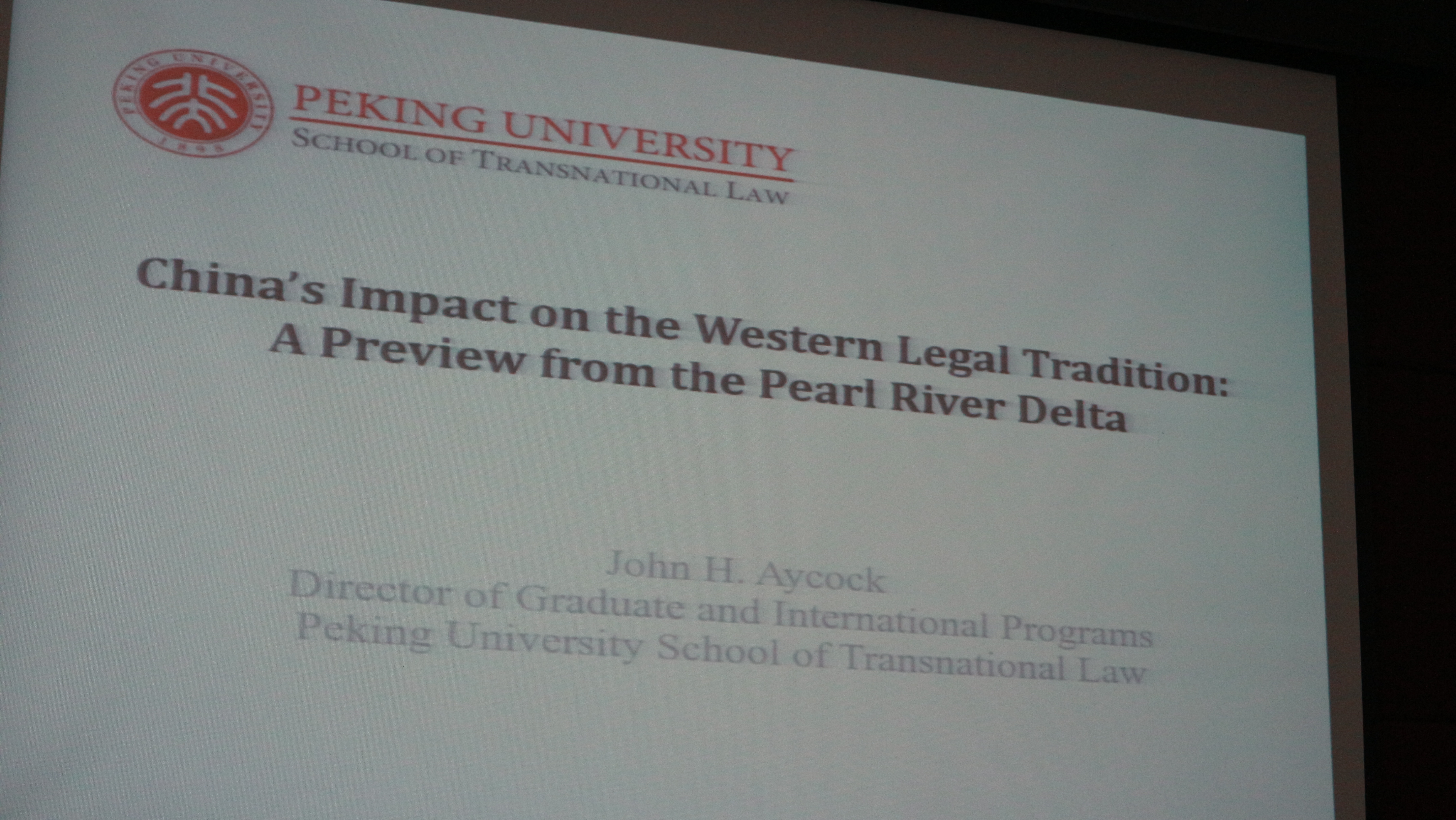 ต้อนรับ Professor John H. Aycock จาก School of Transnational Law, Peking University, China