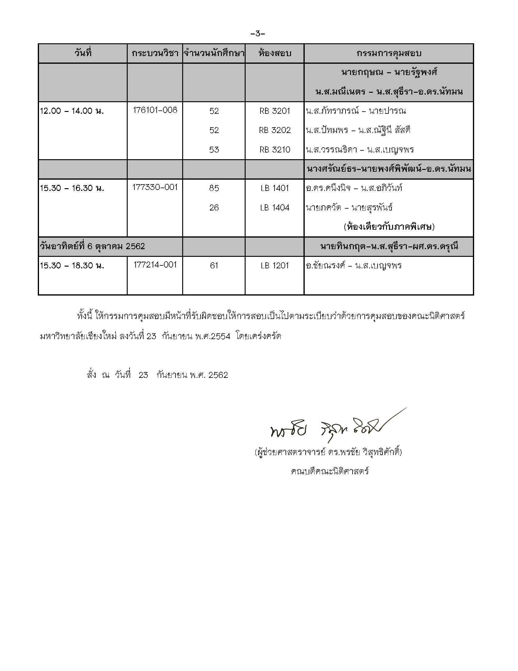 ประกาศตารางสอบกลางภาค ภาคเรียนที่ 1 ปีการศึกษา 2562