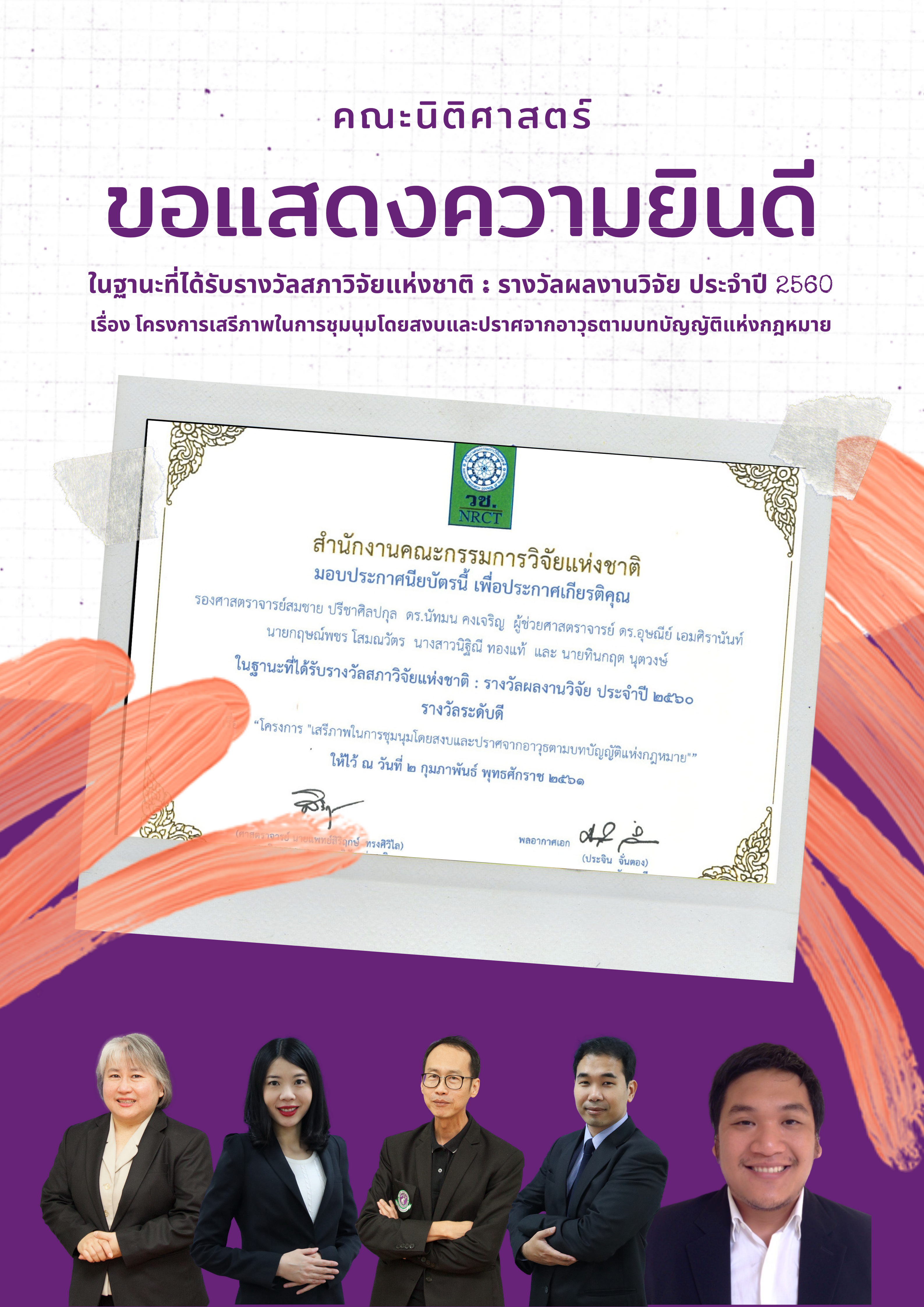 รางวัลผลงานวิจัยที่ได้รับจากสำนักงานคณะกรรมการวิจัยแห่งชาติ