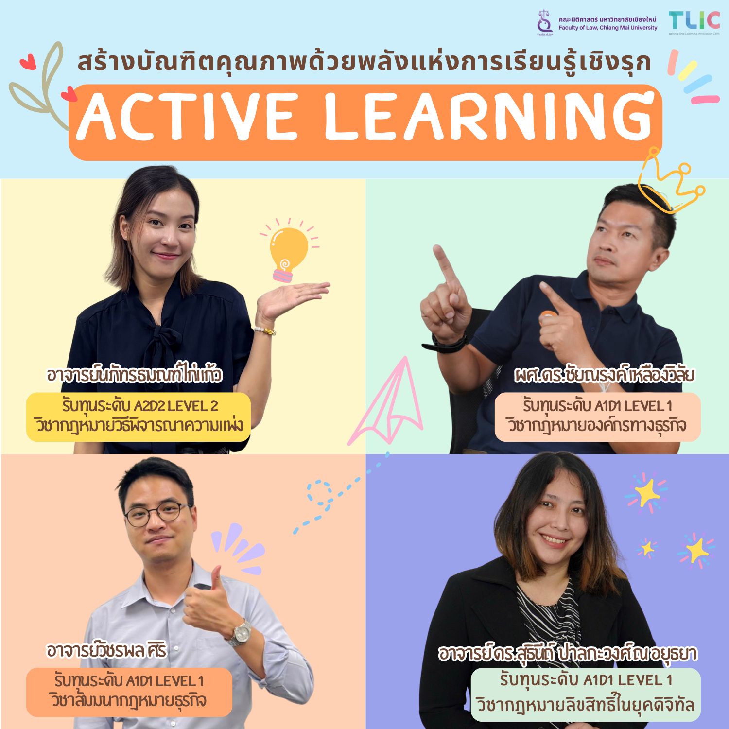 คณะนิติศาสตร์ มหาวิทยาลัยเชียงใหม่ มุ่งมั่นพัฒนาการเรียนการสอนด้วย Active Learning คณะนิติศาสตร์ มหาวิทยาลัยเชียงใหม่ มุ่งมั่นพัฒนาการเรียนการสอนด้วย Active Learning