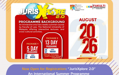 Open for Registration: “JurisXplore 2.0” An International Summer Programme at Malaysia