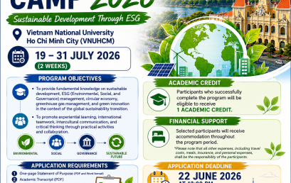 ประชาสัมพันธ์สมัครโครงการ AUN Summer Camp ณ Vietnam National University Ho Chi Minh City (VNUHCM) หมดเขต 22 มิ.ย 69